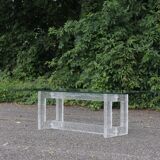 Vintage coffee table with frosted plexiglass base 1970s