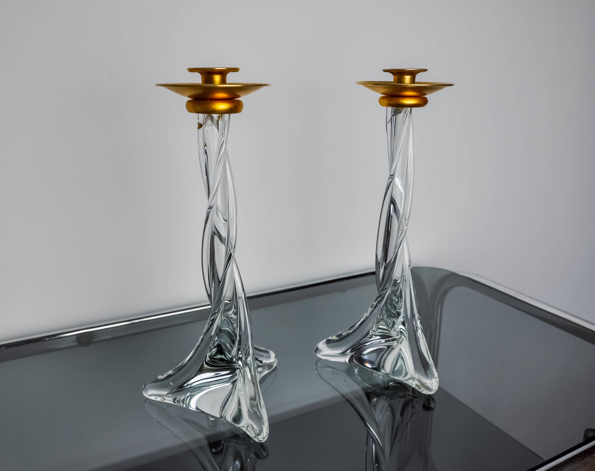 Pair of twisted Murano glass candlesticks, Italy, 1970