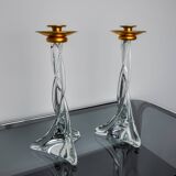 Pair of twisted Murano glass candlesticks, Italy, 1970