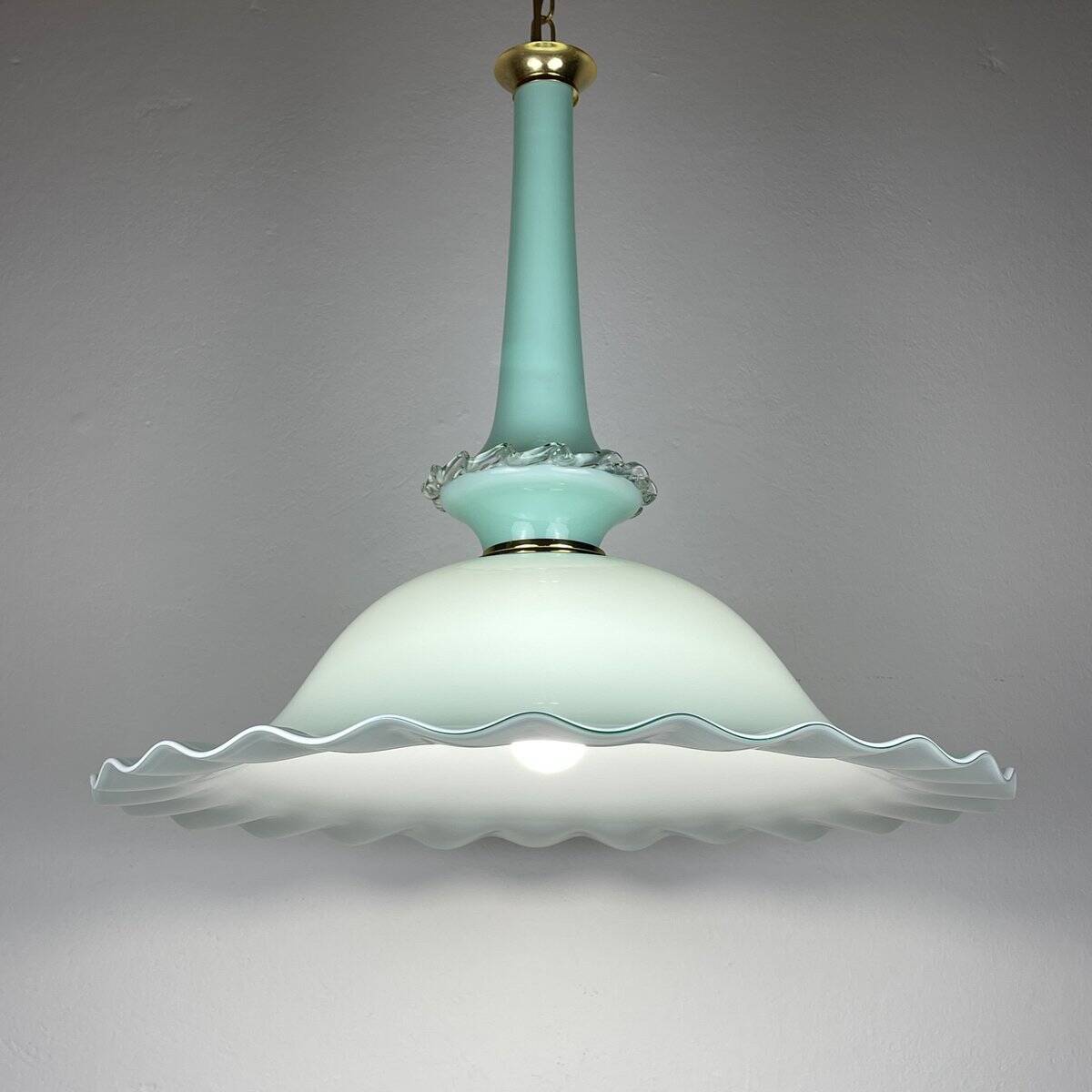 Vintage Murano glass pendant lamp attributed to Venini, Italy, 1970s.