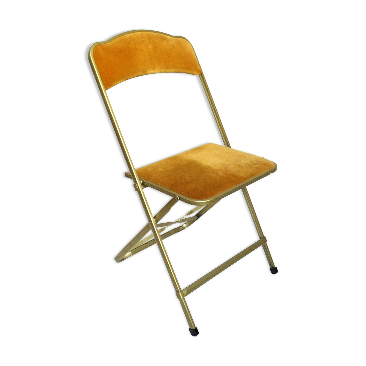 Chaise pliante en velours et métal doré