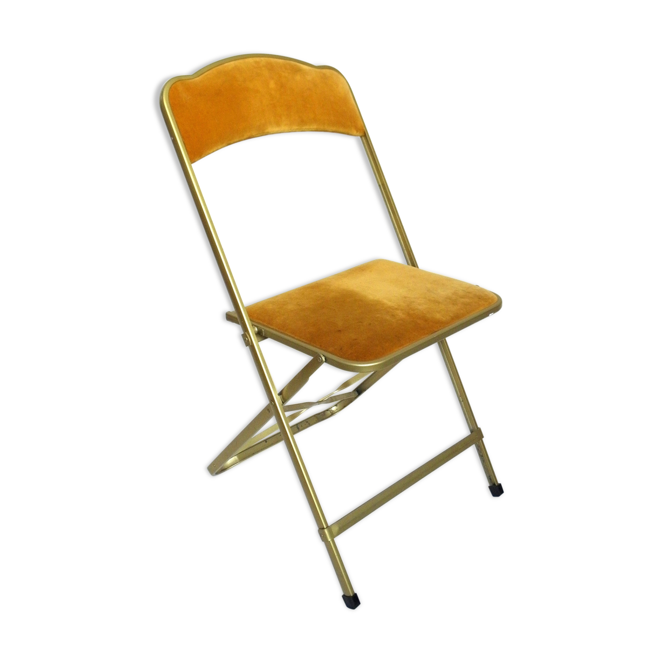 Chaise pliante en velours et métal doré  Selency
