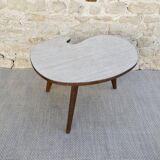 Tripod coffee table, free form, wooden and Formica, 60s