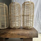 Large lantern-shaped rattan pendant lamp H50 D24