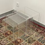 Set of 3 nesting tables in plexiglass.