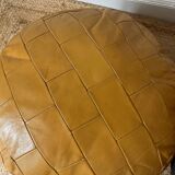 Vintage 70s patchwork leather poufs