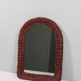 Vintage mirror with wicker border