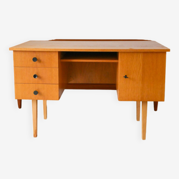 Bureau en placage chêne clair Scandinave Mid-Century, Design, 1950