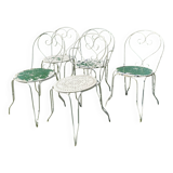 Set of 5 wrought iron garden chairs – openwork seats