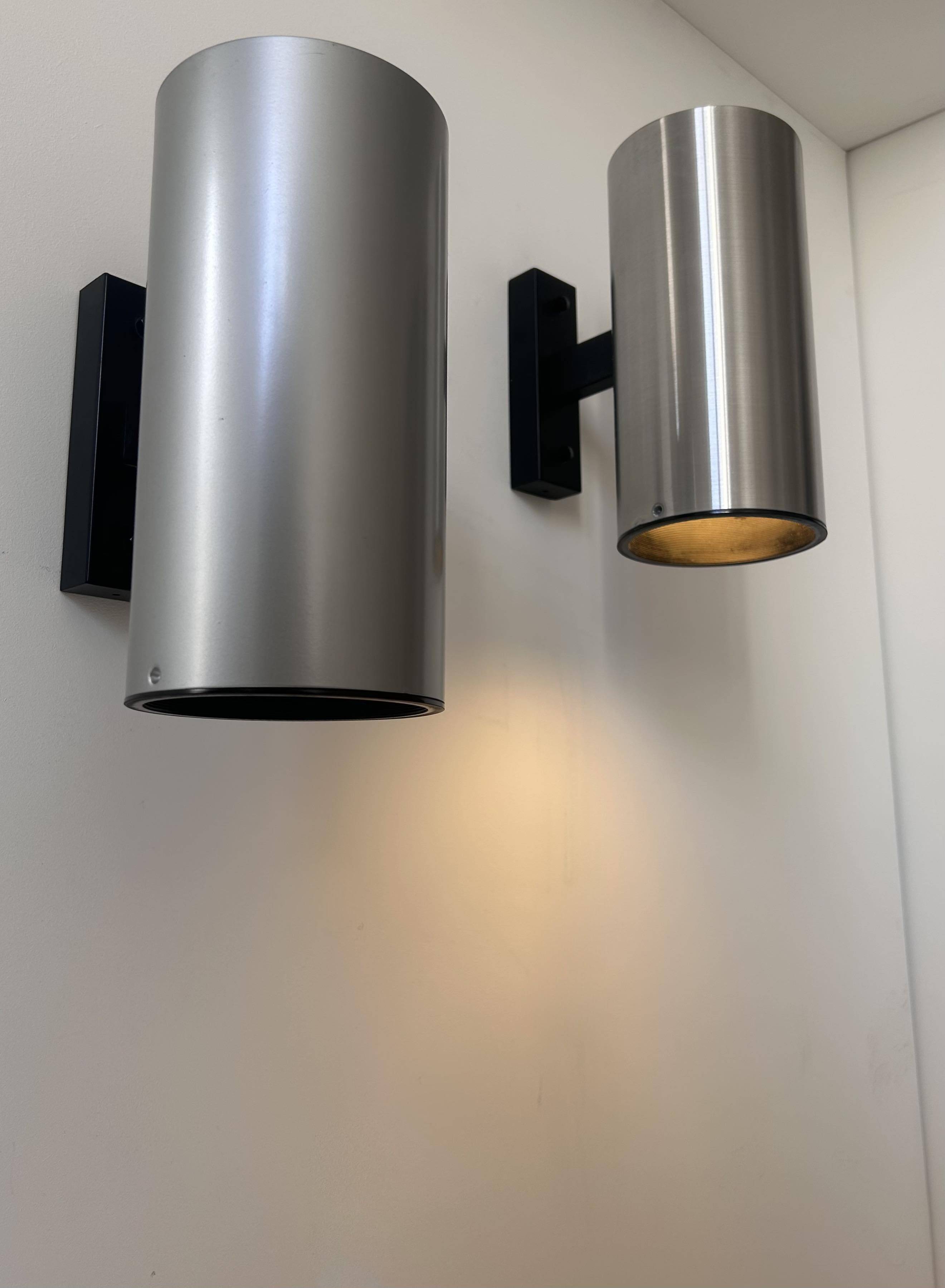 Pair of vintage wall lights, brushed metal, Bur Leucthen Germany 1970