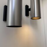 Pair of vintage wall lights, brushed metal, Bur Leucthen Germany 1970