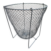 Foldable black woven metal wastepaper basket from around 1950.
