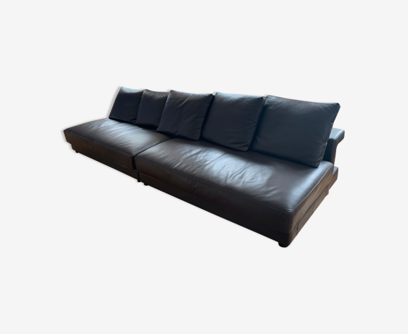 Canapé modulable Roche Bobois cuir 2 méridiennes marron