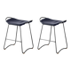 A pair of comfortable stools, blue with black metal details.