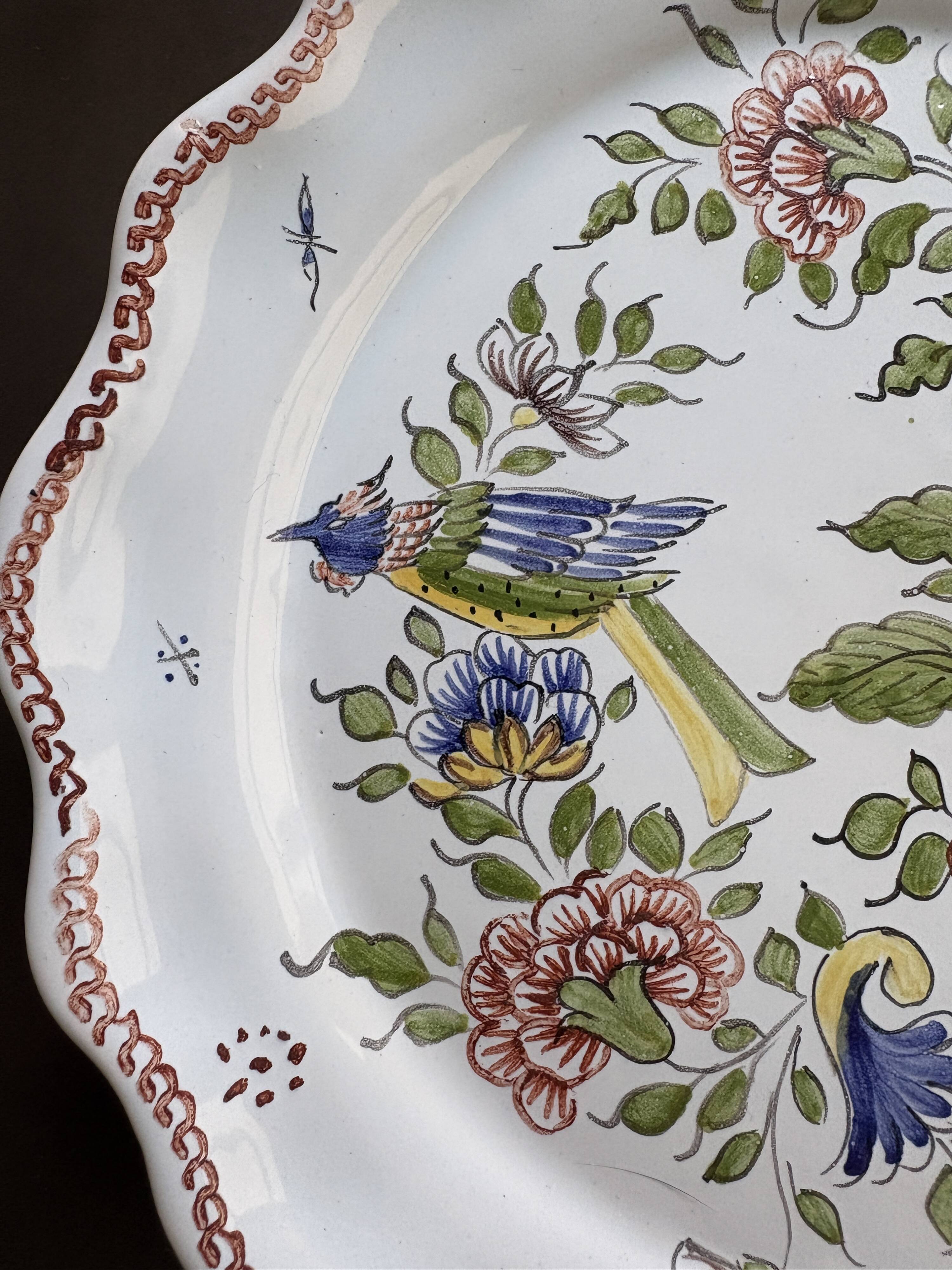 Hand-painted Rouen porcelain plate