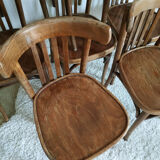Lot of 7 patinated bistro chairs