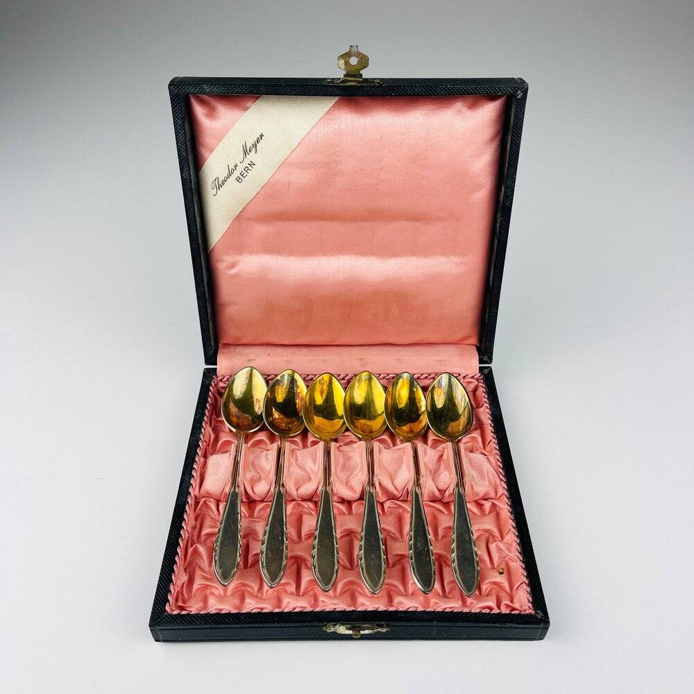 Silver tea spoons by Theodor Meyer Bern from Berndorf, 1920s, set of 6.