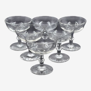 Old service of 6 champagne glasses - crystal or glass - tableware