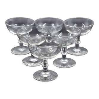 Old service of 6 champagne glasses - crystal or glass - tableware