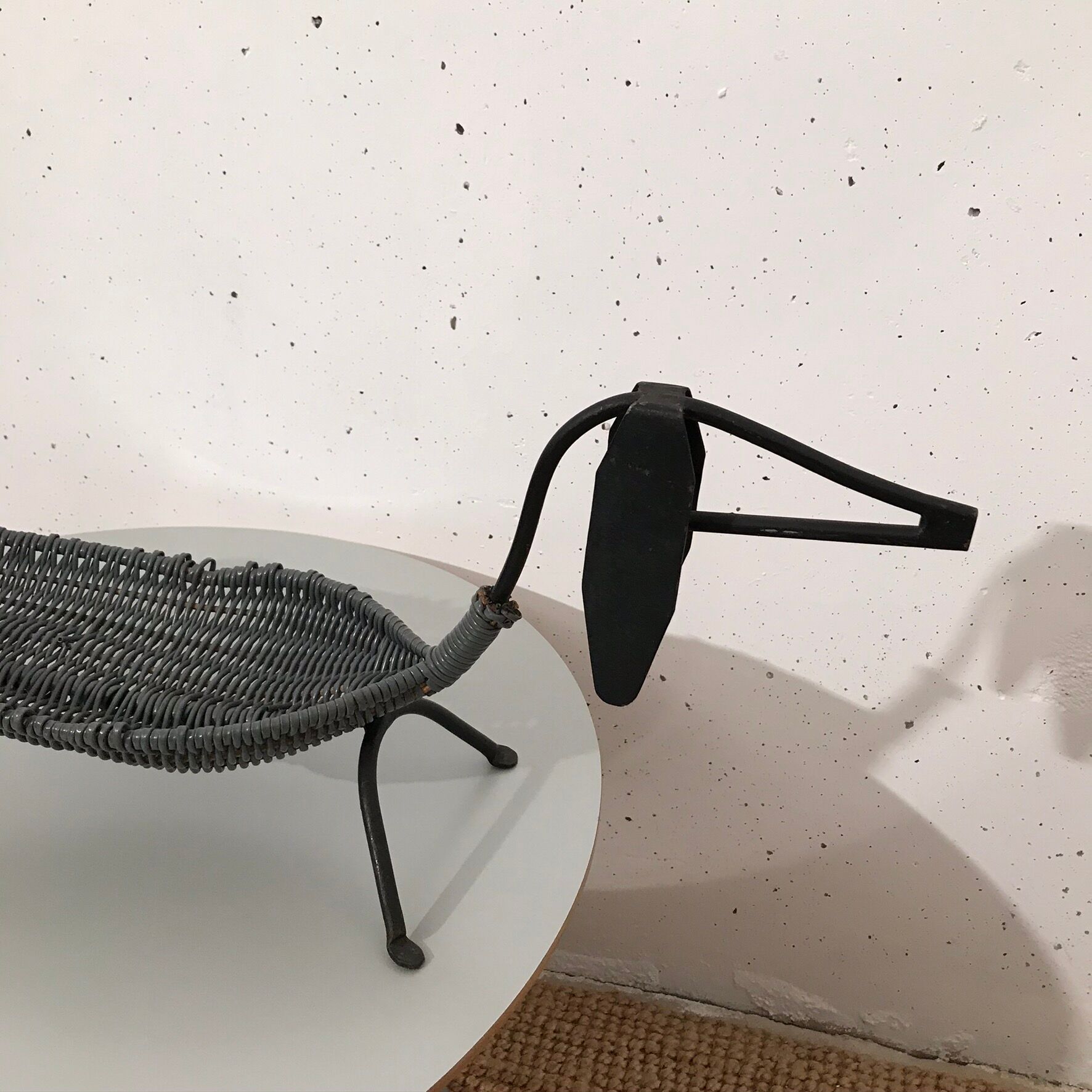 Dachshund basket, wrought iron 1950