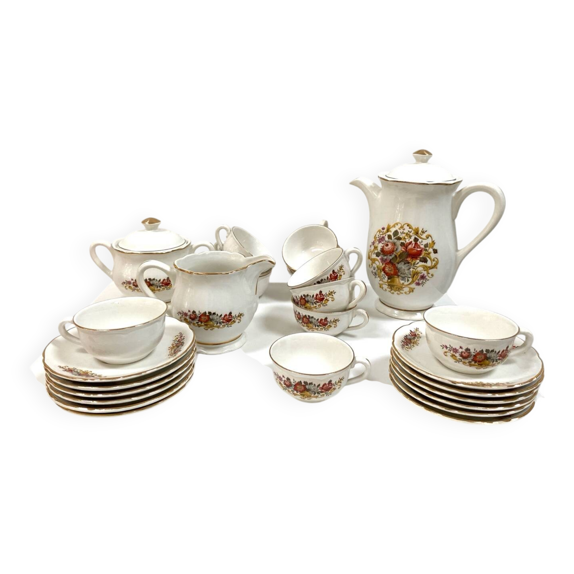 Service à café complet 12 tasses Digoin Sarreguemines des années 50