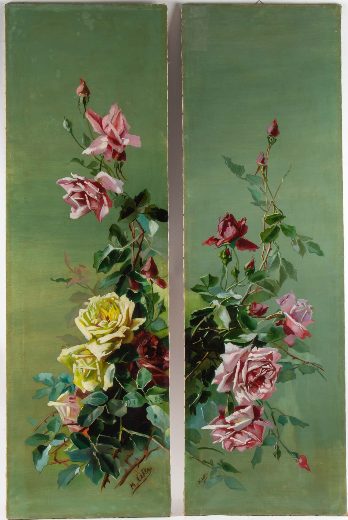 Pair of roses paintings-circa 1900