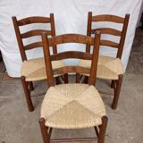 Brutalist chairs in walnut and straw