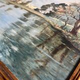 HST painting from the early 20th century "La Sorgue" (Aveyron) signed Chevalier + frame