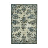 Handwoven overdyed oriental 1970s 210 cm x 314 cm blue carpet