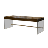 Bureau design en mélaminé, verre et chrome 1980’s