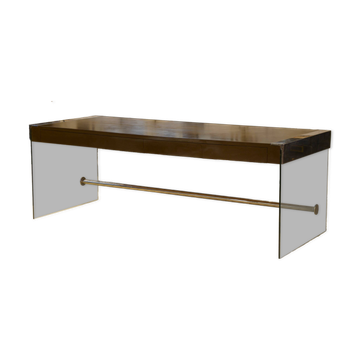 Desk design in melamine, glass and chrome 1980s