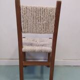 Wooden chair with woven rope seat