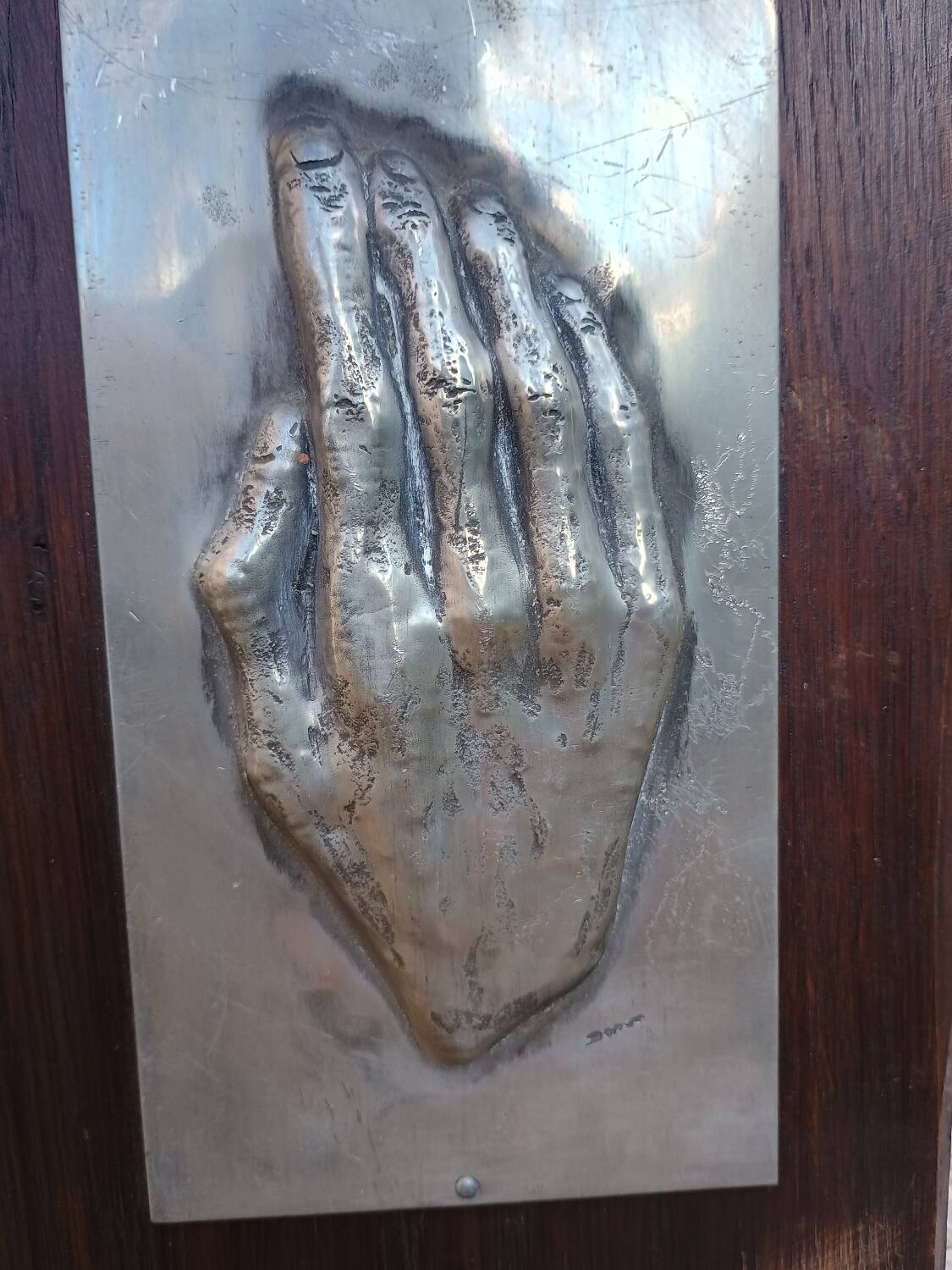 Contemporary decorative painting in wood and aluminum hand signed 1970