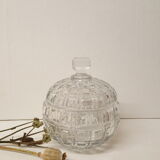 Bonbonnière ou drageoir ancien verre moulé style art déco