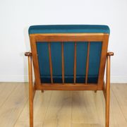 Danish vintage loft armchair in sea green on removable cushions