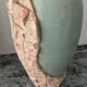 Vintage lamp base in Mactan stone and green marble.