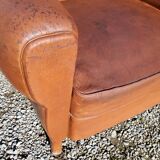 Club armchair in brown leather art deco 1930