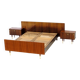 Vintage mid century double bed bedroom set in rosewood & brass, 1960s