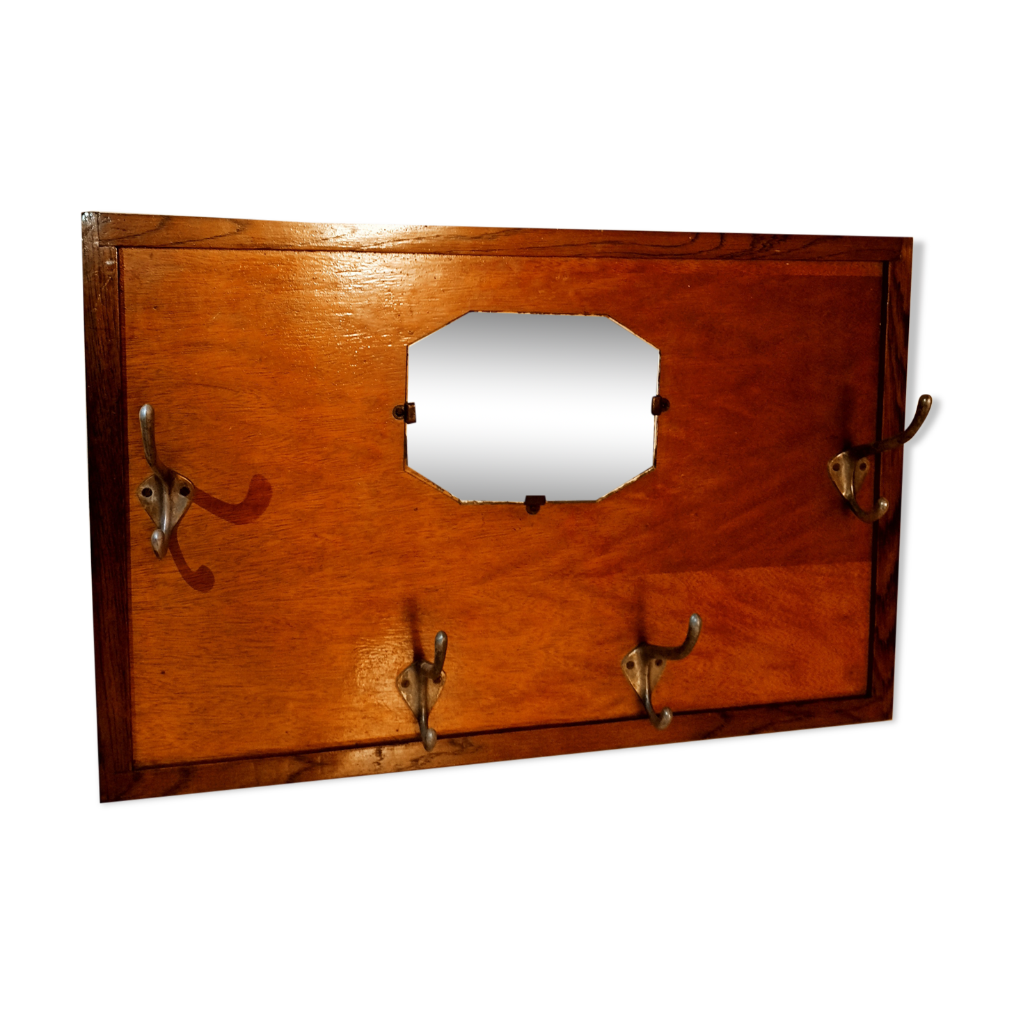 Mirror coat rack, old wood