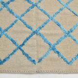 6x9 Beige & Blue Handmade Moroccan Rug, 185x282Cm SK 7339
