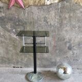 Fifth wheel or sofa end - smoked glasses and marble foot - design 1970