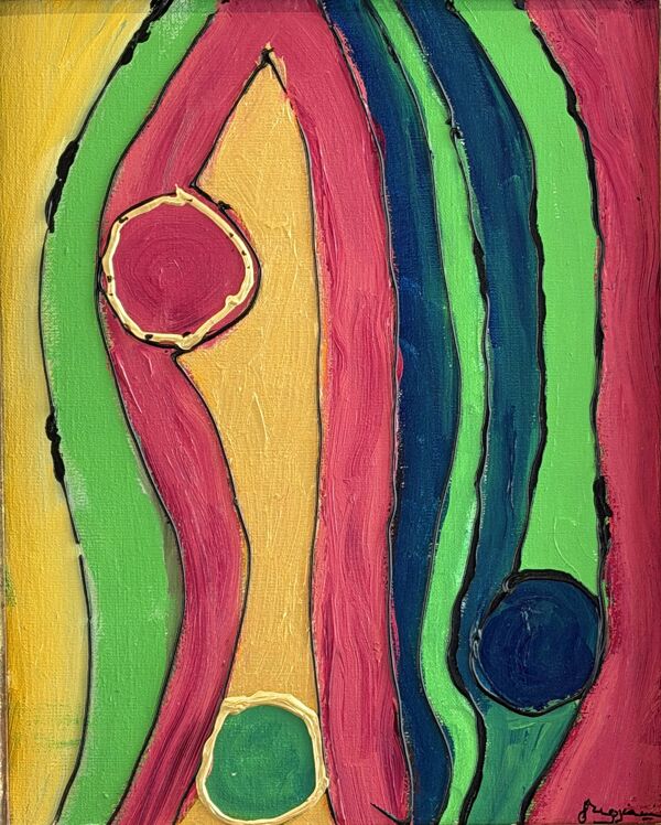 Serge reggiani, acrylique sur toile ''rappel 2004'' signee (1922 - 2004)