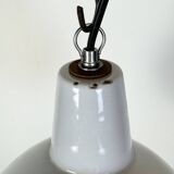 Industrial Grey Enamel Factory Pendant Lamp, 1960s