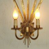 Matching Pair Large 'Ferro Art' Spain, 1950s Reed Leaf Double Wall Lights 5