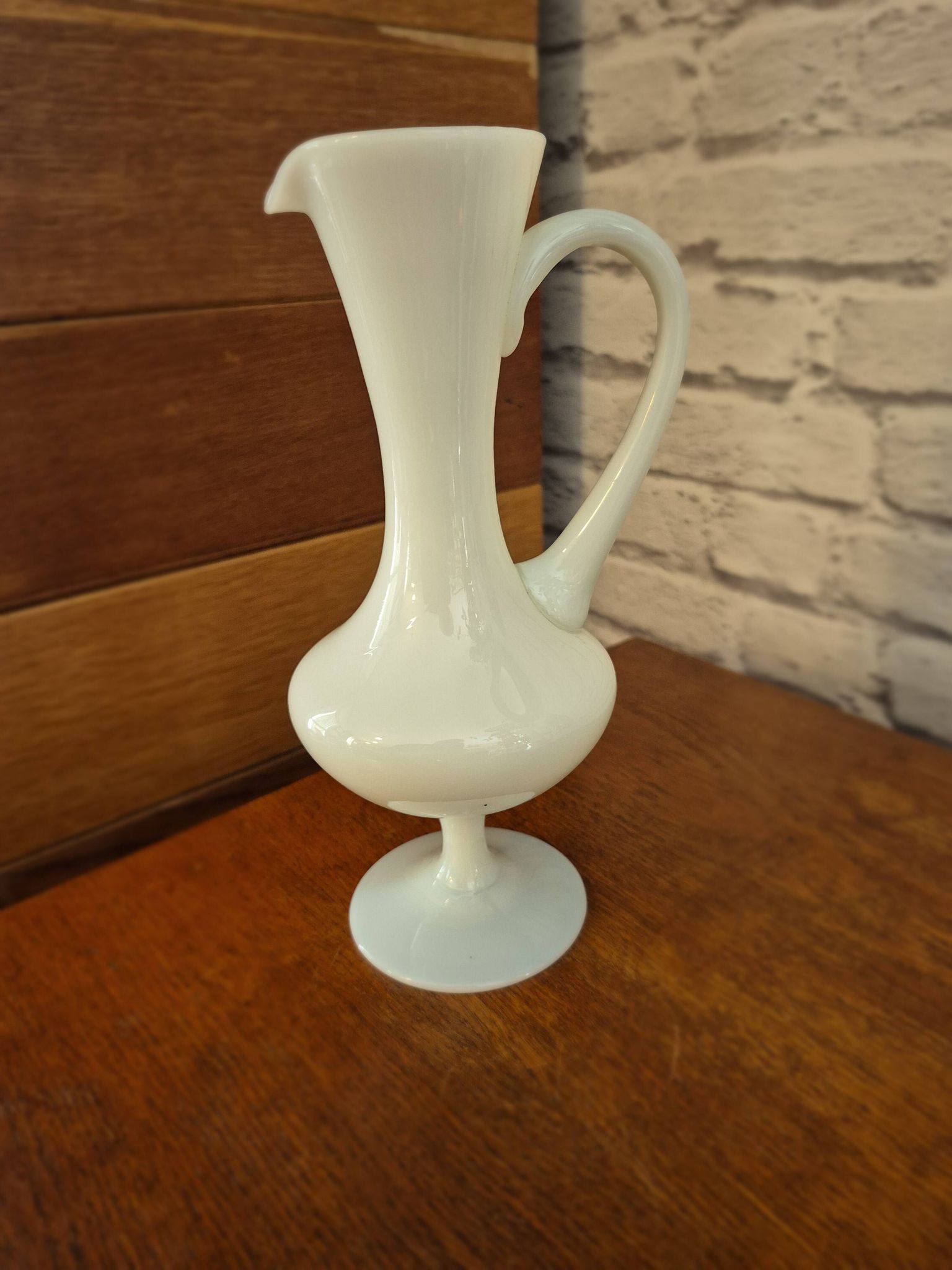 Vintage white opaline amphora vase
