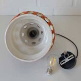 Vintage ceramic pendant light: 1970s rustic handmade chandelier