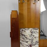 Large Art Deco wardrobe in oak, marble and mahogany, circa 1925