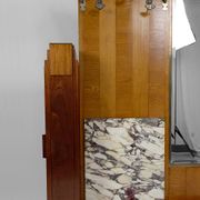 Large Art Deco wardrobe in oak, marble and mahogany, circa 1925