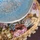Square dish salad bowl bowl keraluc quimper ceramic turquoise blue cracked effect stamped with u
