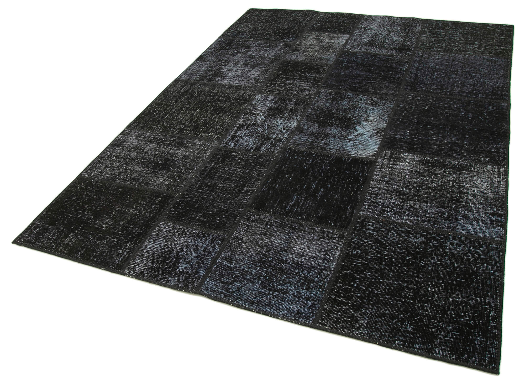 Handmade anatolian vintage 172 cm x 241 cm black patchwork carpet